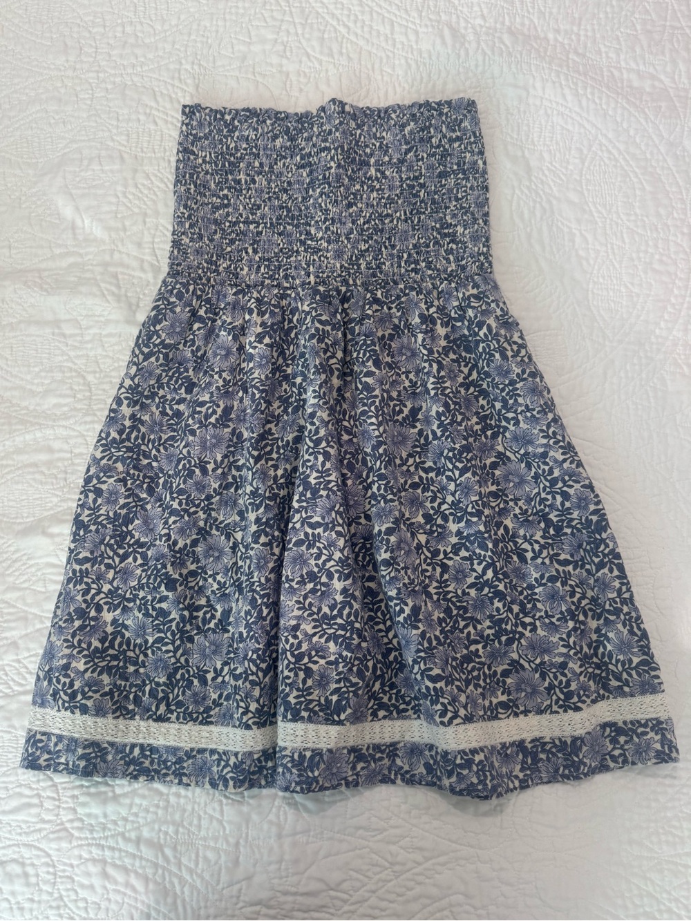 American Eagle Outfitters Blue Floral Smocked Skater Skirt